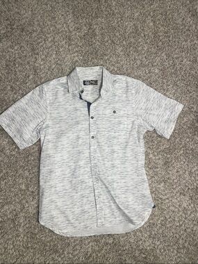 First Wave Men's Short-Sleeve Heathered Button-Down Shirt - Light Blue
